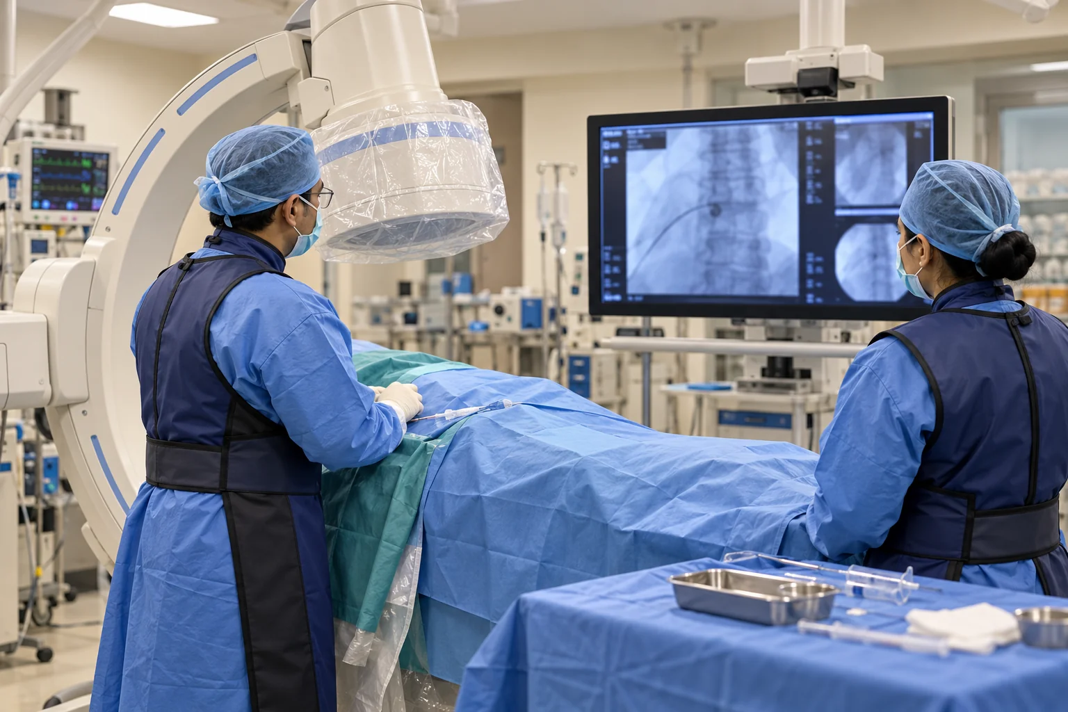 Illustration of an image-guided procedure in a hospital setting